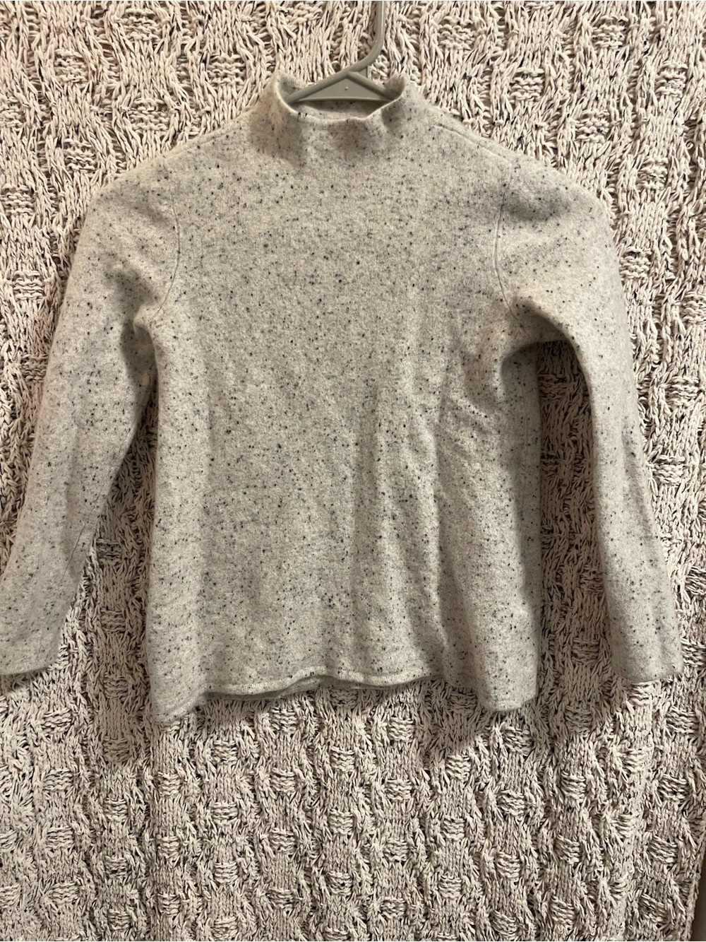 Charter Club Cashmere Speckled Mock Neck Sweater - Light Cream with Black Specks